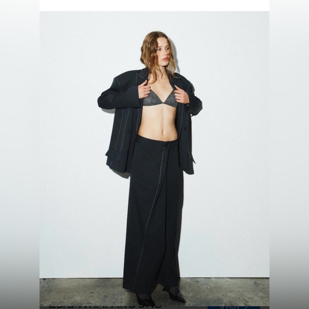 WRAPAROUND TOPSTITCH PANTS